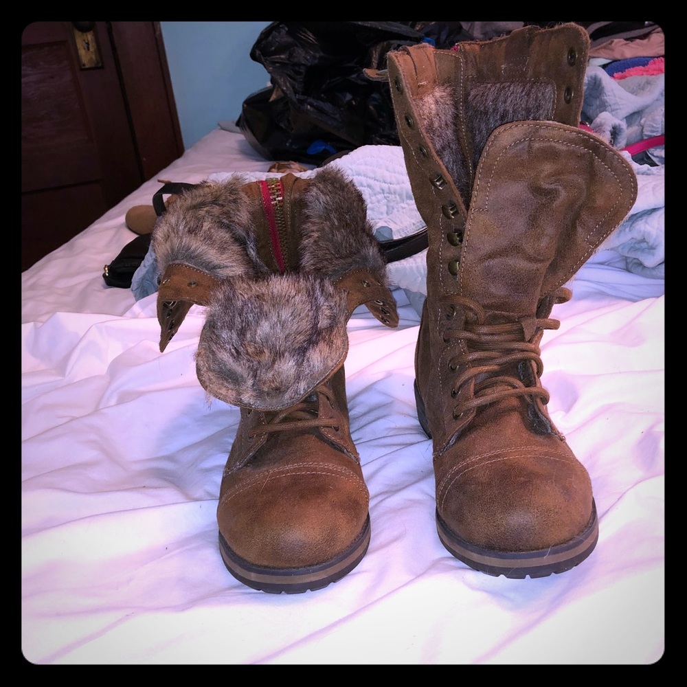 Fur Lined Combat Boots